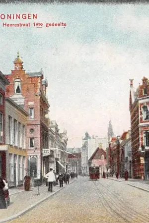 Szybka dostawa Groningen Heerestraat 1ste gedeelte Paarden tram en sigarenwinkel 1906 HC10444