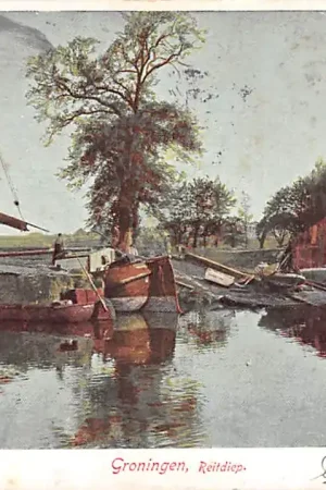 Groningen Reitdiep 1904 Binnenvaart schepen Scheepvaart HC10176 Zwrot pieniędzy