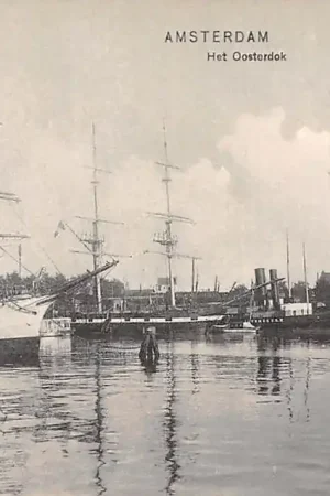 Zwrot pieniędzy Amsterdam Het Oosterdok Zee- en binnenvaart schepen Scheepvaart 1907 HC9940
