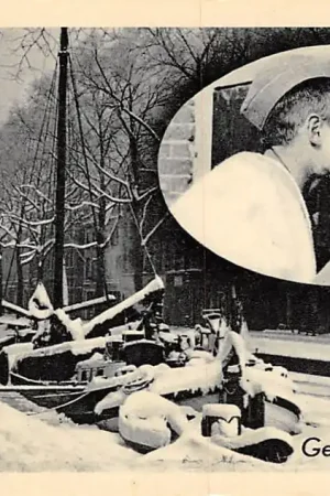 Tani Militair WO2 Mobilisatie Schip in de winter in de gracht Soldaten HC10239