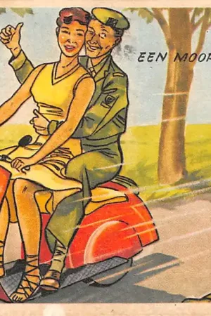 Militair Humor Een moordlift! Soldaat met meisje op de scooter Soldaten HC9873 Wysoka jakość