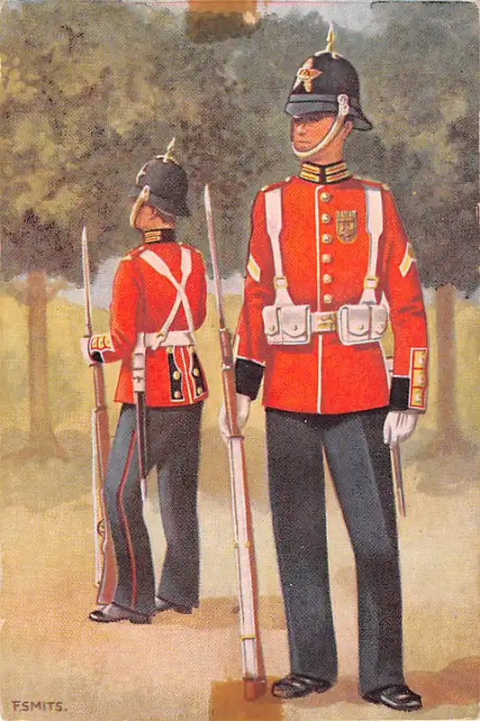 Militair Garderiment Prinses Irene Ceremoniele tenue Korporaal en Soldaat 1949 Illustrator F. Smits HC9853 Premium