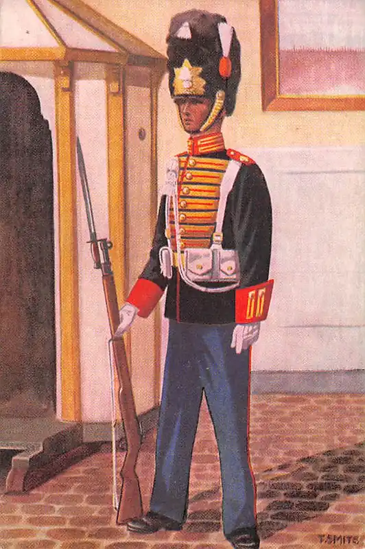 Militair Garderegiment Grenadiers Ceremoniële tenue Grenadier 1949 Soldaten Illustrator F. Smits HC9847 Zwrot pieniędzy