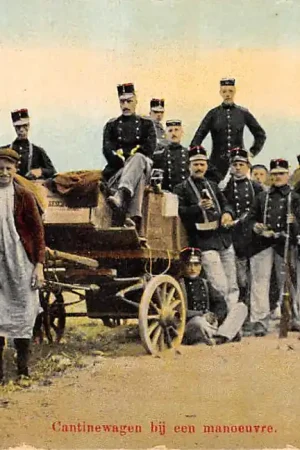 Bezpieczna płatność Militair Cantinewagem bij een manoeuvre Soldaten Paard en wagen 1914 HC9670