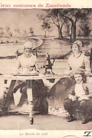 Tani Zaandam Vieux costumes de Zaankande Le Cercle de café Klederdracht Vintage 1900 HC9801