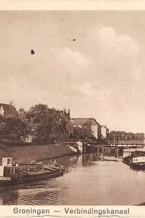 Groningen Verbindingskanaal met binnenvaart schepen 1930 Scheepvaart HC9475 Niska cena