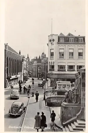 Utrecht Visbrug met Waalse Kerk Auto VW 1958 HC9159 Zamów teraz