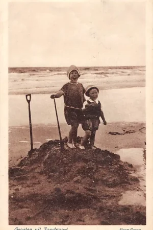 Zandvoort Strandleven 1924 Kinderen op het strand bij de zee HC8790 Darmowa dostawa