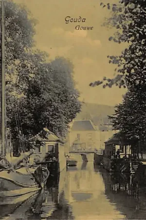 Najlepsza cena Gouda Gouwe met Visbanken en binnenvaart schepen Scheepvaart 1907 HC8702