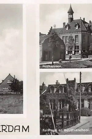 Bezpieczna płatność Leerdam Groeten uit met Watertoren Postkantoor en Huishoud- en Industrie school HC8840