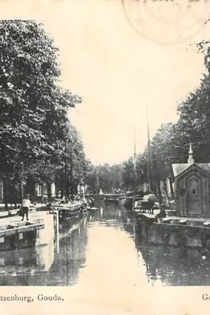 Premium Gouda Gouwe Sluis Amsterdams Verlaat met sluiswachtershuisje Uitg. Swartsenburg 1901 HC8670