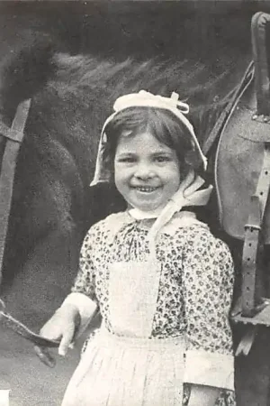 Fantasie Vintage La Petite Laitiere Melkmeisje met ezel Kind Dieren 1906 HC8470 Zwrot pieniędzy