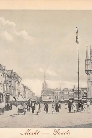 Gouda Markt hoek Groenendaal Stadhuis 1918 HC7301 Zwrot pieniędzy