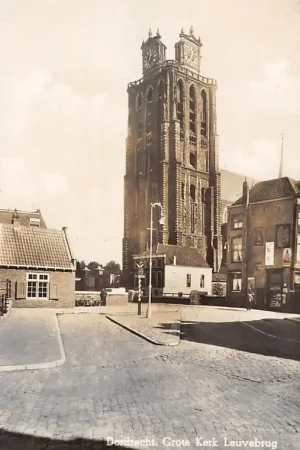 Dordrecht Grote Kerk met Leuvebrug 1951 HC7120 Autentyczny