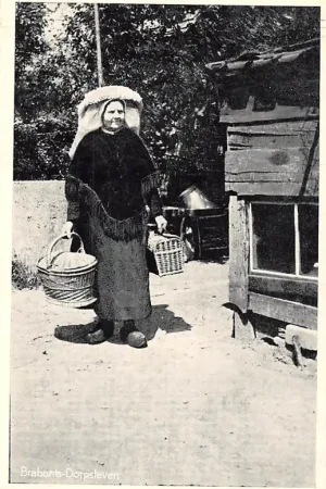 Oryginalny Noord-Brabant Dorpsleven Vrouw in klederdracht Vintage HC7112
