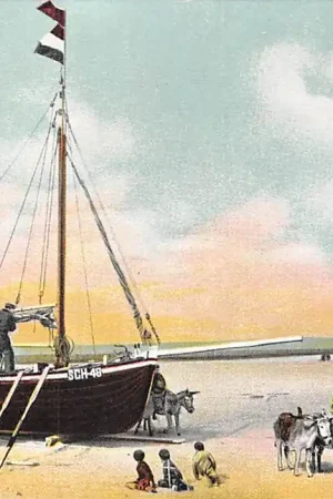 Popularny Scheveningen Strand gezicht Vissers schip SCH 48 Scheepvaart HC6673