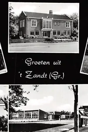 't Zand (GR) Groeten uit Kerk School Benzinepomp Molen HC6363 Promocja