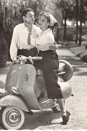 Onbekend Stel met Espa scooter 1950 HC6282 Nowość