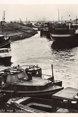 Lobith Tolkamer Rijnzicht met Spidodienst Binnenvaart schepen Scheepvaart 1950 HC5594 Promocja