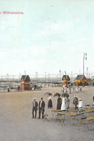 Oryginalny Scheveningen Wandelhoofd Koningin Wilhelmina Pier Strand en Zee 1917 HC5451