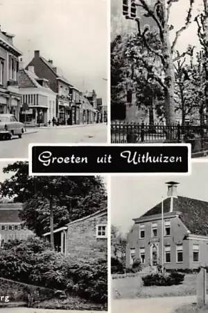 Nowość Uithuizen Groet uit 1967 Hoofdstraat Gemeentehuis Menkemaborg Boerderij Groningen HC4635