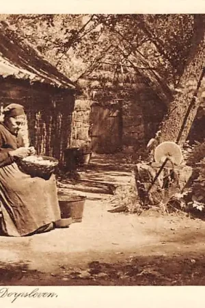 Noord-Brabant Dorpsleven Boerin aan het schillen van de aardappels Klederdracht Vintage 1929 HC4624 Autentyczny