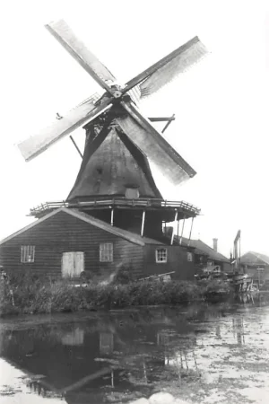 Zaandam Oostzijde Verfmolen De Duinjager in 1960 verplaatst Molen HC4591 Rabat