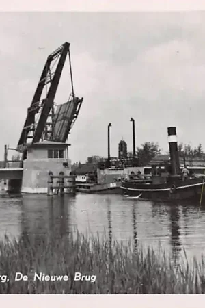 Halfweg - Zwanenburg De Nieuwe Brug met Stoom sleepboot Binnenvaart schepen 1955 HC4279 Zwrot pieniędzy