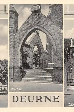 Deurne (NB) R.K. Kerk met Marktplein Kerktrap en H. Hartbeeld HC4235 Autentyczny