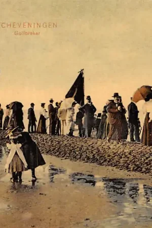 Scheveningen Golfbreker Strand Zee Klederdracht Vintage 1909 HC3954 Kup teraz