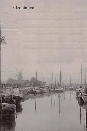 Groningen Reitdiep 1912 Molen Binnenvaart schepen HC3640 Szybka dostawa