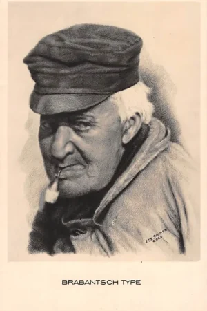 Oferta Noord-Brabant Dorpsleven Brabantsch Type Boer met pijp Vintage Klederdracht F. de Soomer Goes HC3546