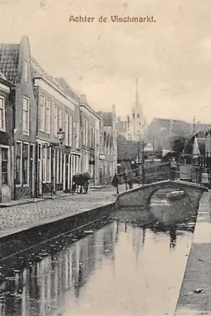 Szybka dostawa Gouda Achter de Vischmarkt met Vischbrug en Stadhuis HC3082