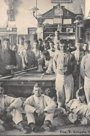 Kup teraz Gouda Kazerne Soldaten rond het biljart Militair 1906 Gompers HC3001