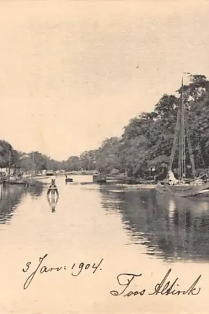 Rabat Gouda Kattensingel en Regentesseplantsoen binnenvaart schepen 1904 HC2099