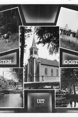 Oryginalny Oostermeer 1957 Groeten uit Kerk Oude Toren Brug Breed De Haven HC1912