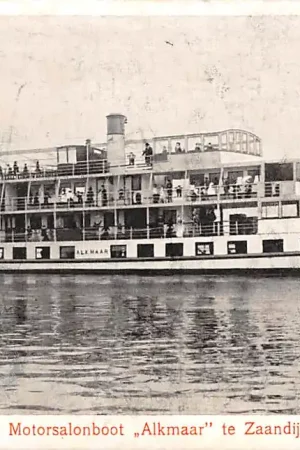 Zaandijk De Motorsalonboot Alkmaar te Zaandijk Molen 1916 Scheepvaart Schepen HC1393 Autentyczny
