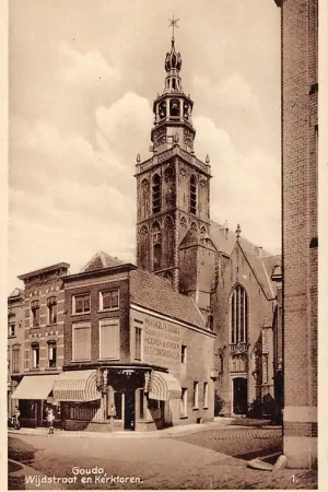 Gouda Wijdstraat Torenstraat en Kerktoren St. Jan HC14706 Bezpieczna płatność
