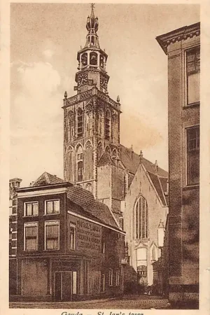 Autentyczny Gouda Wijdstraat Torenstraat St. Jan's Toren HC14705