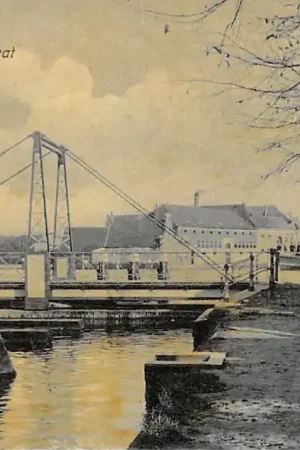 Gouda Brug Wachtelstraat Bolwerk Stoom wasserij De Drie Nootebomen 1908 HC8330 Wysoka jakość