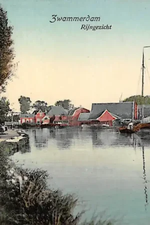 Zwammerdam Rijngezicht met binnenvaart schepen Bodegraven 1909 HC158 Niska cena