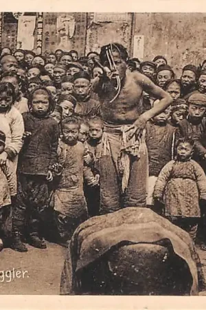 China Sjanghai Chinese Juggler Zwaardslikker Azië Vintage HC55983 Nowość