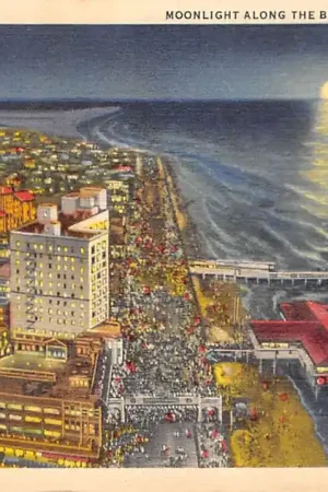 USA Galveston Texas Moonlight along the beach1938 Noord-Amerika America HC51385 Szybka dostawa