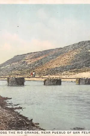 Promocja USA Old Indian bridge across the Rio Grande near Pueblo of San Felipi Indianen Verenigde Staten Noord-Amerika HC8310