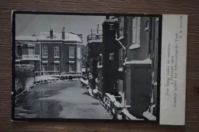 Den Haag onder de sneeuw. Grachtje achter het Scheveningsche Veer Rabat