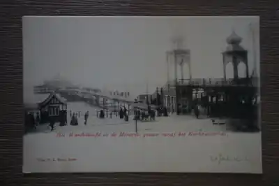 Autentyczny Scheveningen Het Wandelhoofd en de Minarets gezien vanaf het Kurhaus-terras