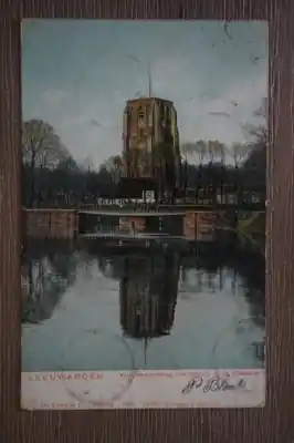 Leeuwarden Vrouwenpoortsbrug met gezicht op de Oldehove Tylko dziś