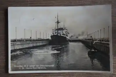IJmuiden M.S. Johan van OIdenbarnevelt in de nieuwe Noordersluis Autentyczny